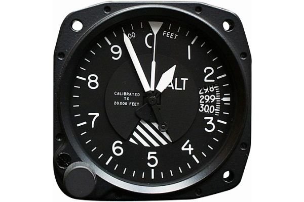 Altimeter, 0-20,000 ft in Hg, Lighted 14 volt, TSO