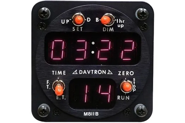 Digtial Chronometer 12 or 24 hour, 2.25″ Rear Mount, FAA-PMA Approved