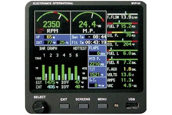 Electronics International MVP-50 Glass Panel Engine Monitor for 6 cylinder, Experimental